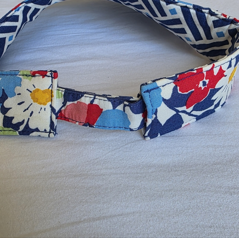 Vera Bradley Floral And Geometric Navy and White Patterned Visor Hat - Picture 8 of 8
